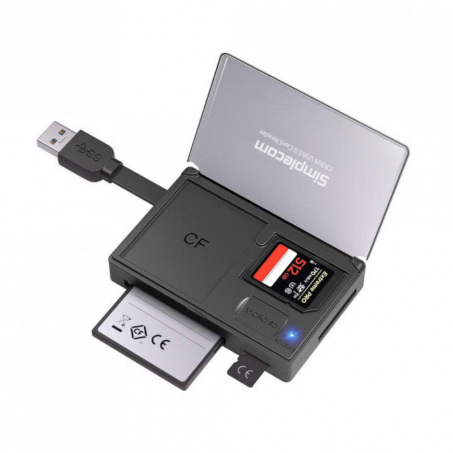 Simplecom CR309 3-Slot SuperSpeed USB 3.0 Card Reader with Card Storage Case Simplecom CR309 3-Slot SuperSpeed USB 3.0 Card Reader with Card Storage Case